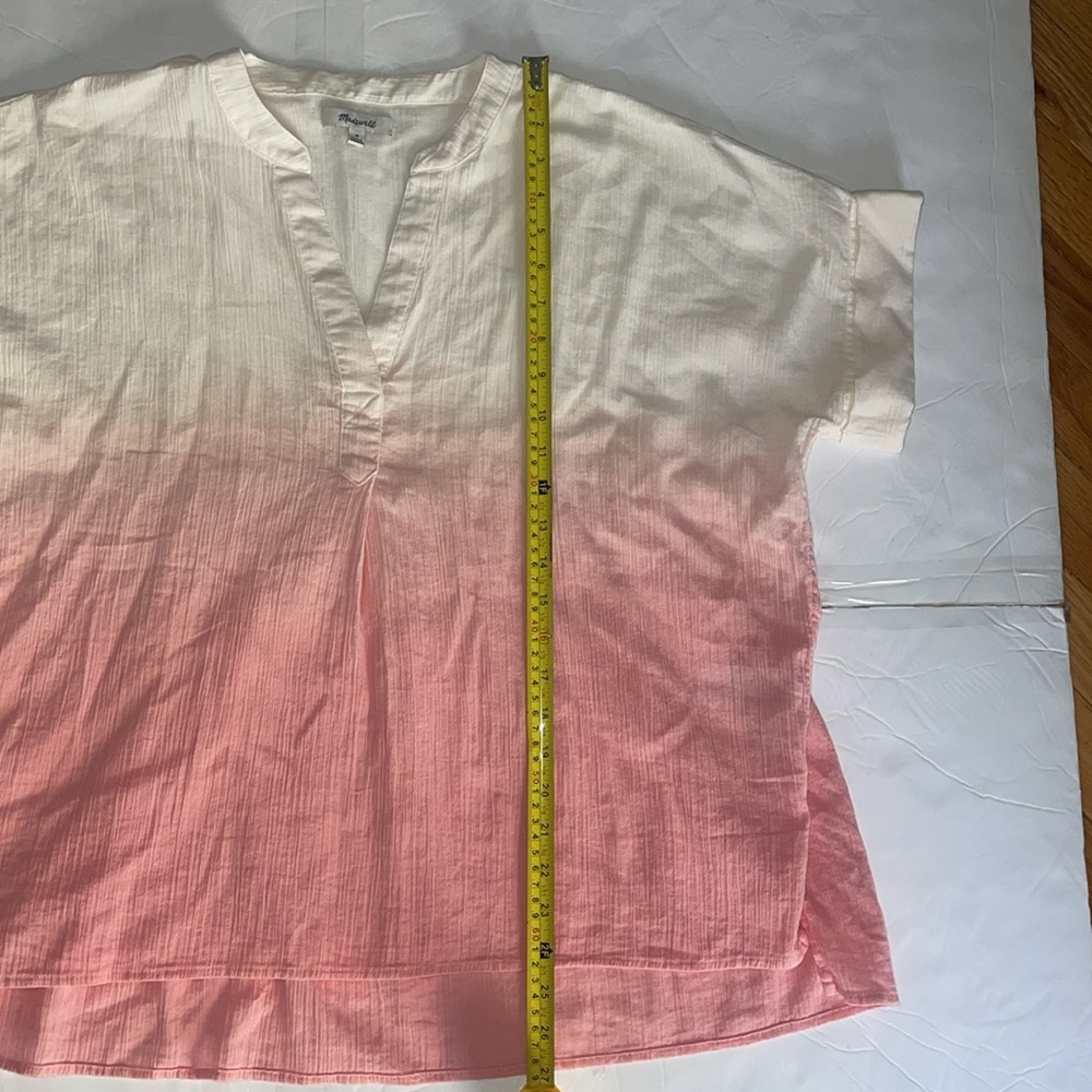 Madewell Lakeline PINK Dip Dye Popover Shirt Size M - Picture 9 of 10